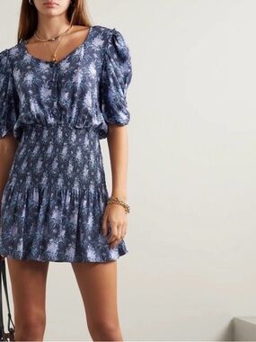 Love Shack Fancy Brickell floral print scoop neck smocked waist dress sz M NEW